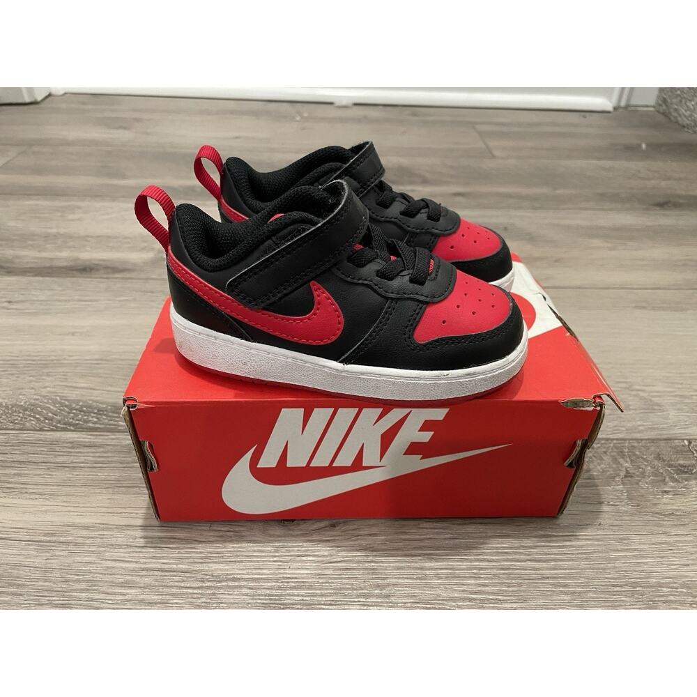 Nike Court Borough Mid 2 Toddler Size 7C Red Black Shoes